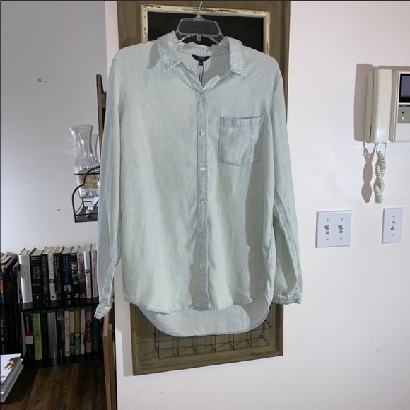 Joe’s Jeans Gray Meg Shirt Size Small Button Down Long Sleeve Cutout Top - Picture 5 of 8